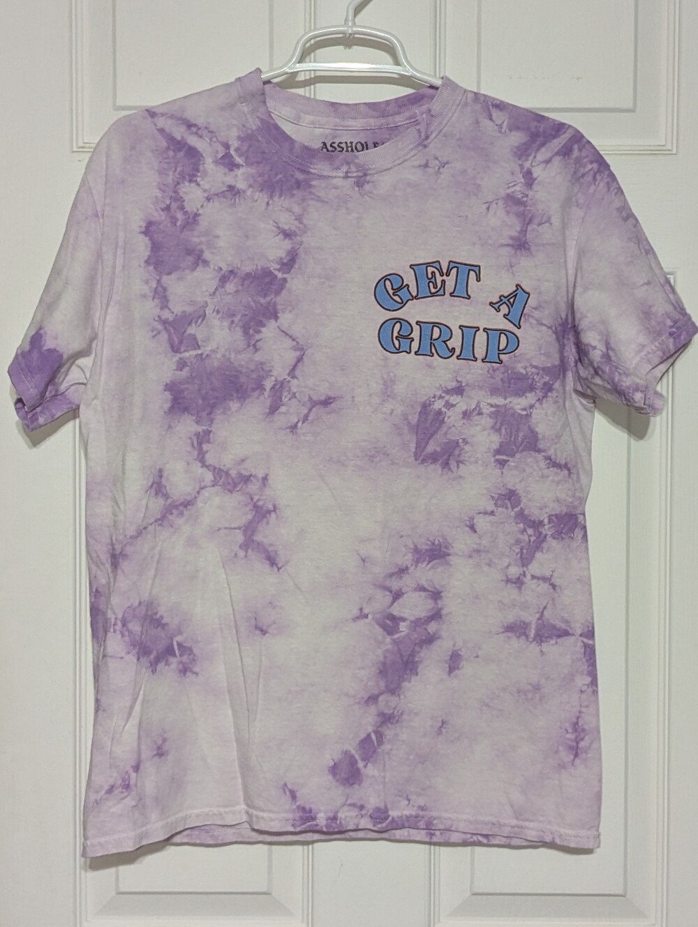 Linda Finegold "Get A Grip" Purple Tie-Dye Skeleton Graphic Tee Med